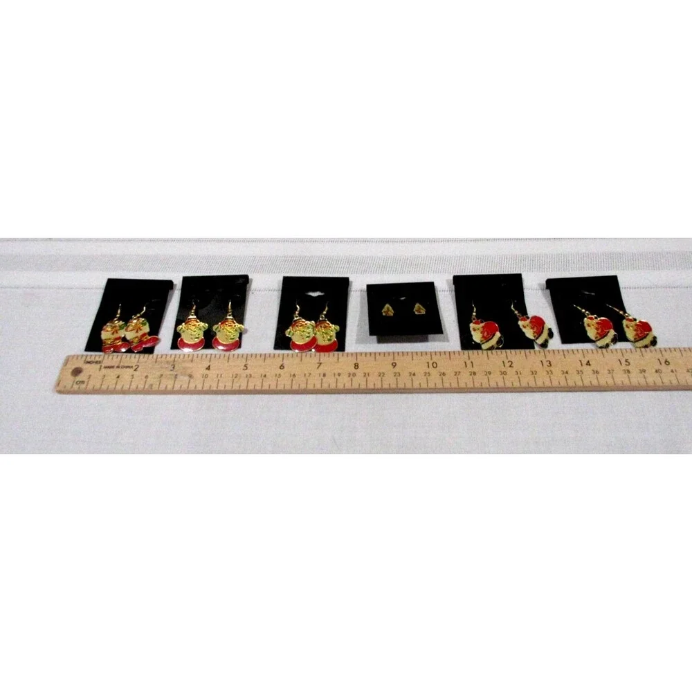 Vtg. 80's NOS Lot of 6 Pair Earrings Cloisonne Enamel Holiday Dangle/Post Mix